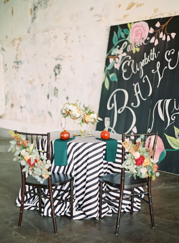 Una decoración con rayas en tu boda - Foto Landon Jacob