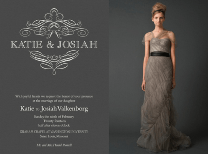 Invitación de boda inspirada en el vestido de novia modelo Gracie - Foto Vera Wang
