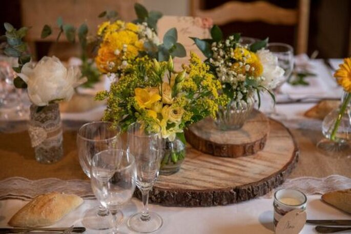 décoration champêtre de mariage fleurs des champs et bois