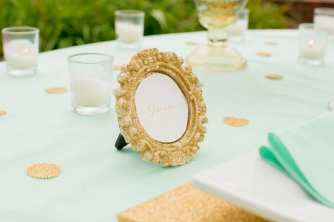 Romántica decoración de boda en colores menta, rosa y dorado - Foto Twila's Photography