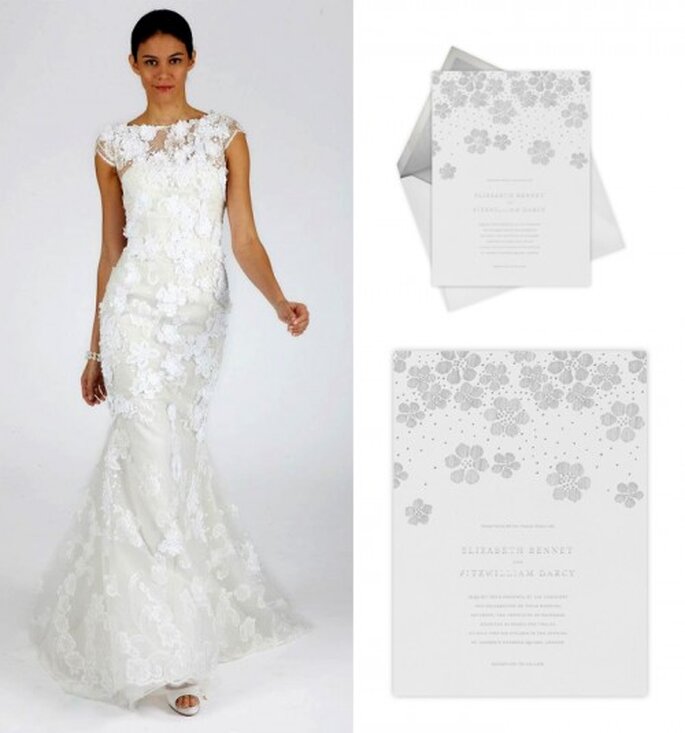Invitación de boda elegante en color blanco - Foto Oscar de la Renta, Paperless Post