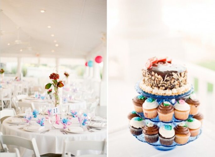 Receta para torre de cupcakes en tu boda. Imagen Jenny Lyne