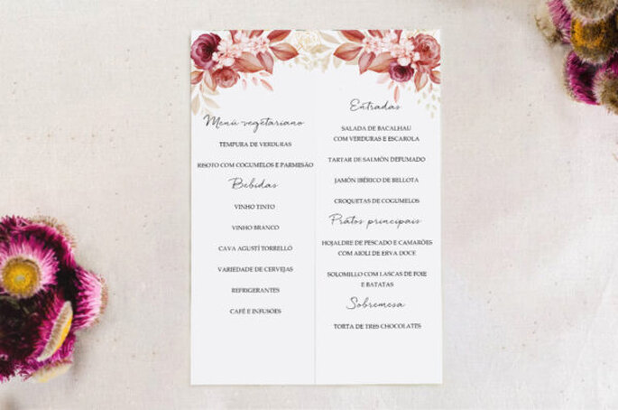 menus de casamento flores