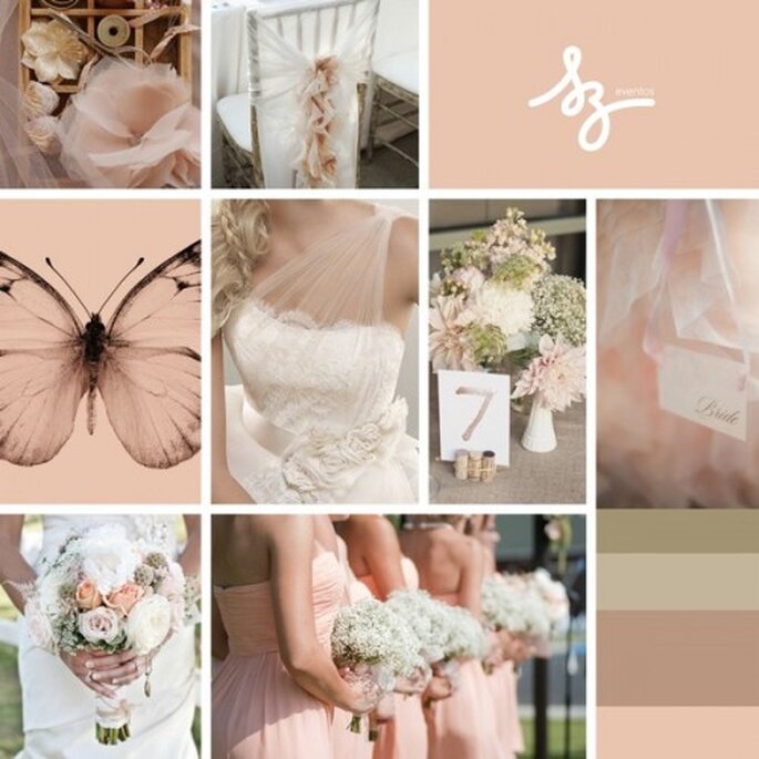 Collage para una decoración de boda inspirada en las mariposas - foto weddingchicks.com, lover.ly, weddbook.com. Diseño de Raiza Eventos