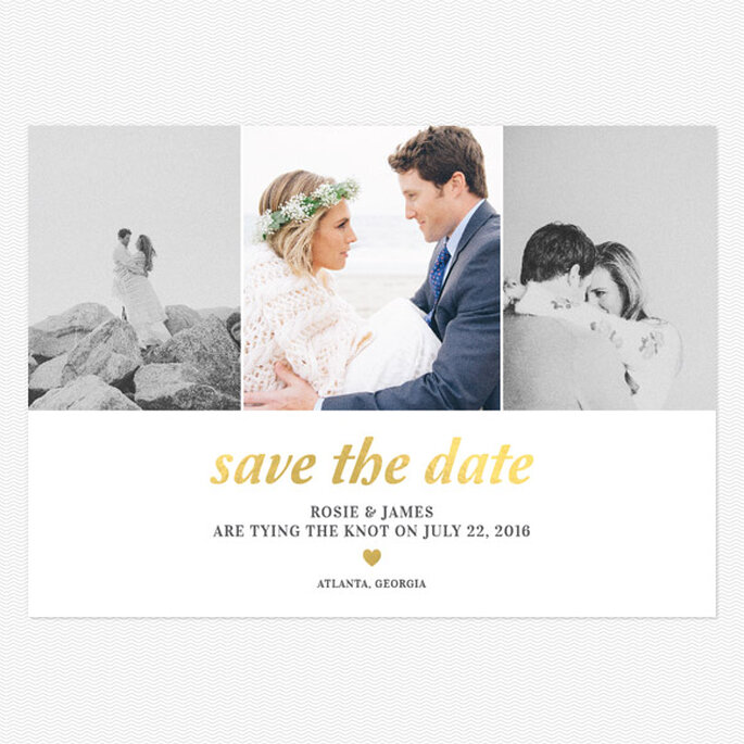 Save the Date personalizada con la foto de los novios. Foto: www.lovevsdesign.com