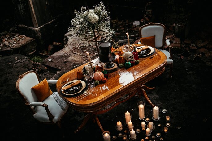 mesa decorada halloween