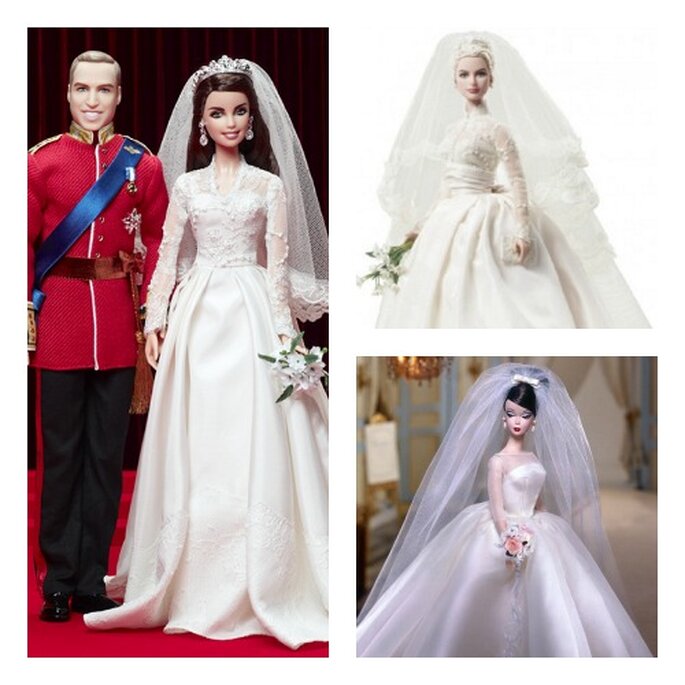 Les mariages de William et Kate, Grace Kelly et Maria Teresa réinterprétés par Barbie. Photo: www.barbiecollector.com