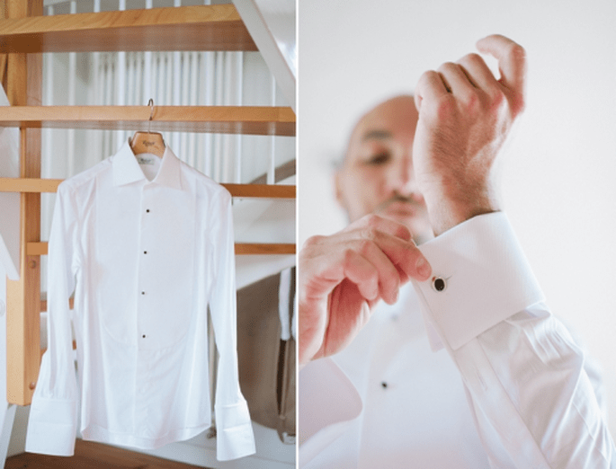Escoge las mancuernas de boda para la camisa del novio. Fotografía Nadia Meli