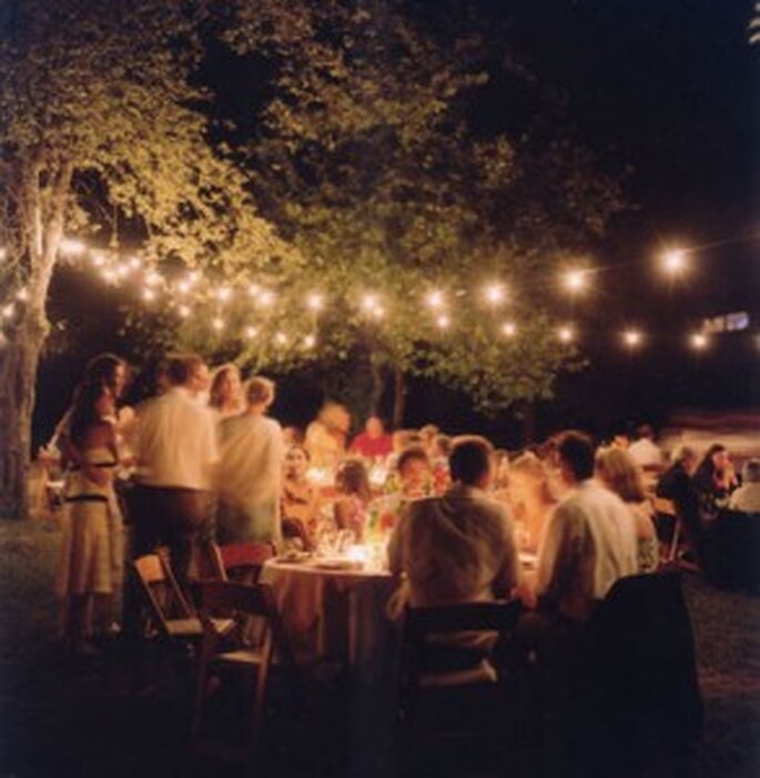 Lighting at a backyard wedding