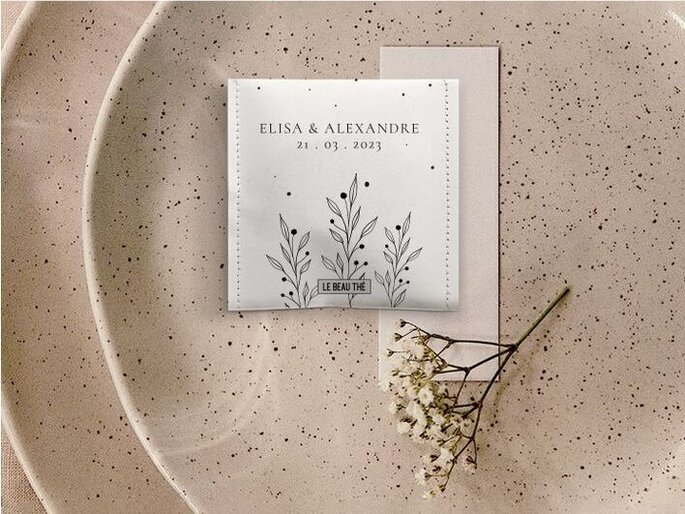 Exemple de design sachet de thé pour un mariage - Elisa et Alexandre