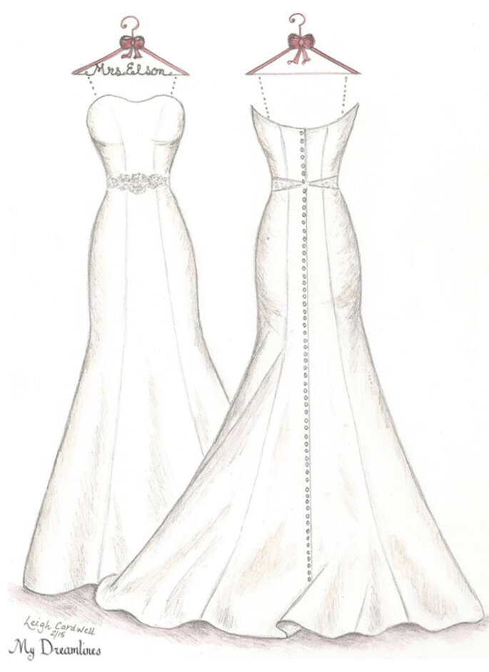 Dreamlines Wedding Dress Sketch front and back