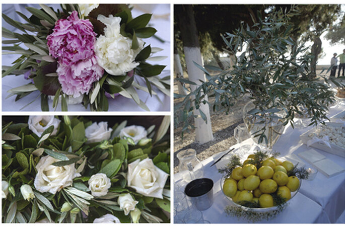 Flores, cores e sabores dos países das famílias dos noivos usados na decoração e no buffet. Foto: Charlotte Valade