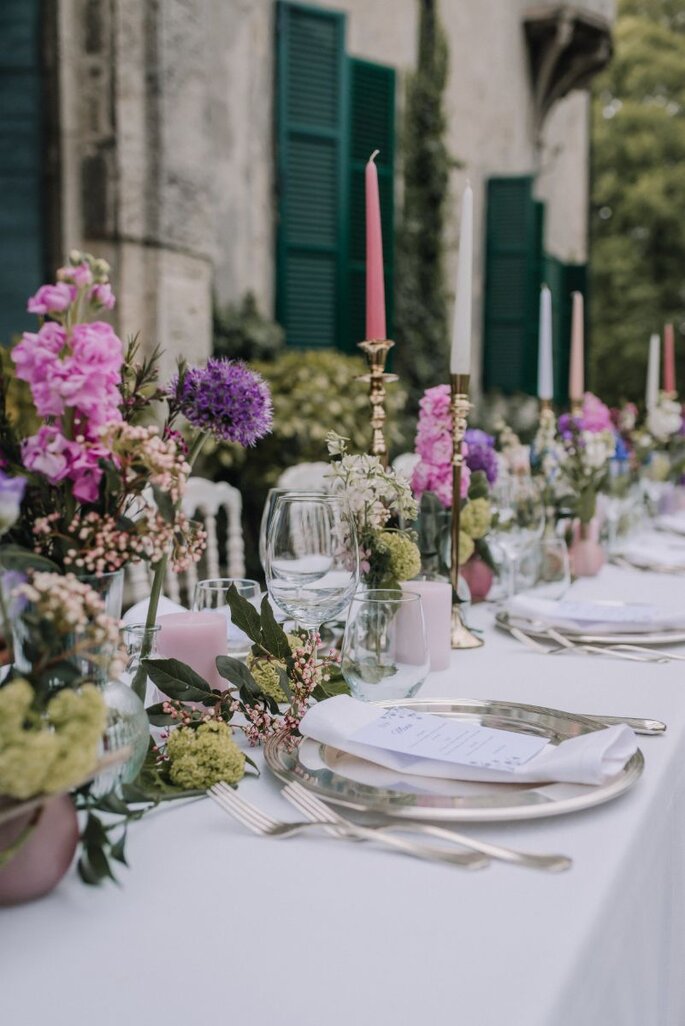 centrotavola con ortensie