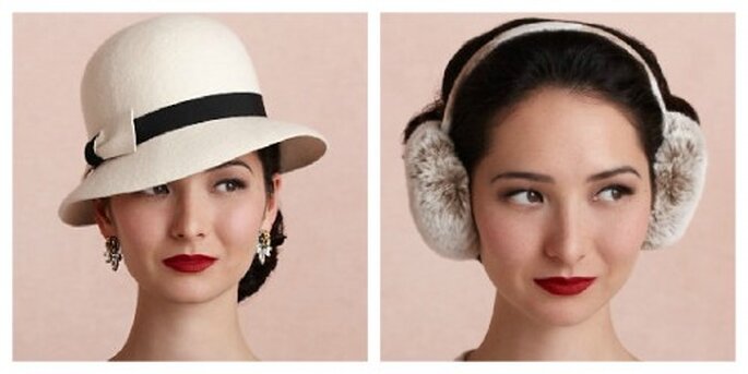 Perfekt für ein Brautkleid im Vintage-Stil – verspielte Ohrenwärmer aus Pelz oder einen eleganten Hut – Foto:bhldn