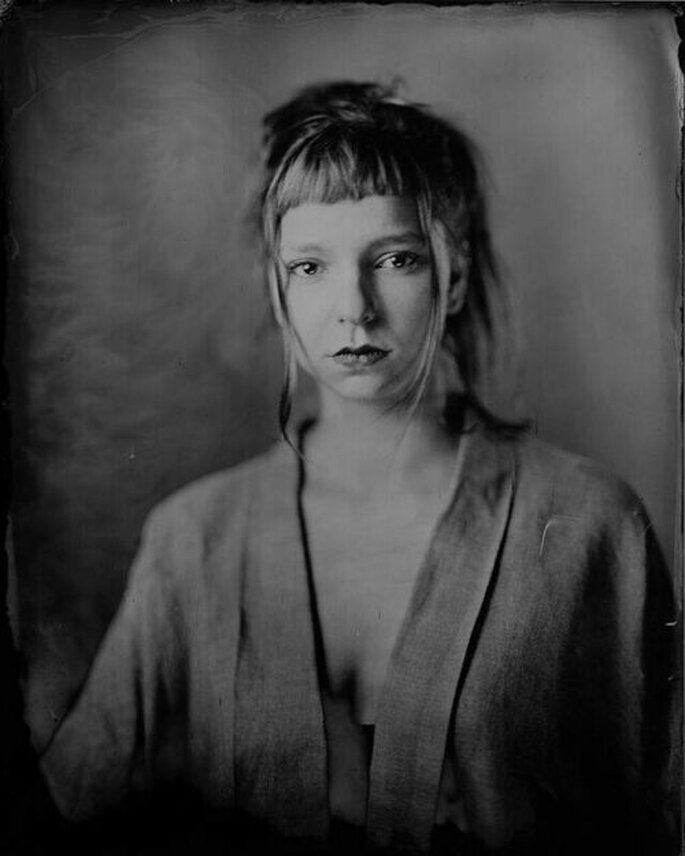 portrait vintage en noir et blanc au collodion humide