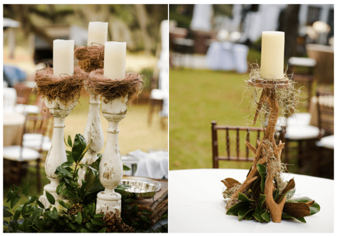 Velas y troncos como propuesta para una boda rústica - Foto Wooden Fields Photography