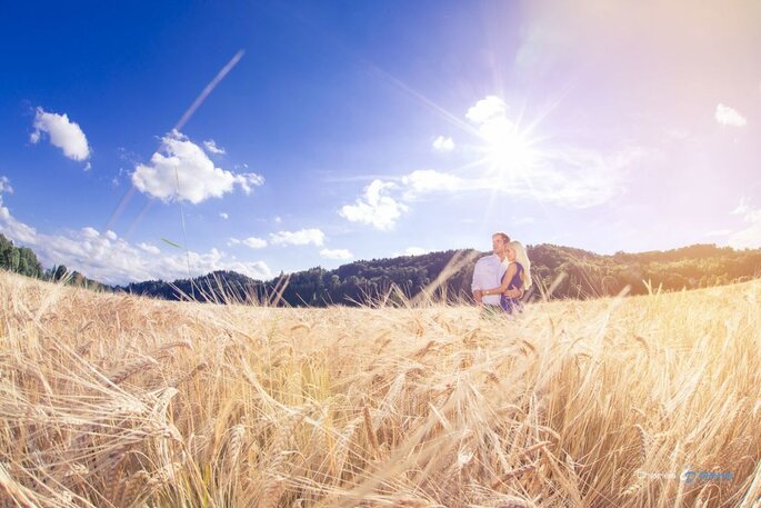 Coupleshoot. Pärchen in Kornfeld