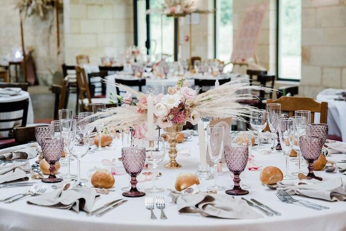 décoration de table de mariage rose et orange