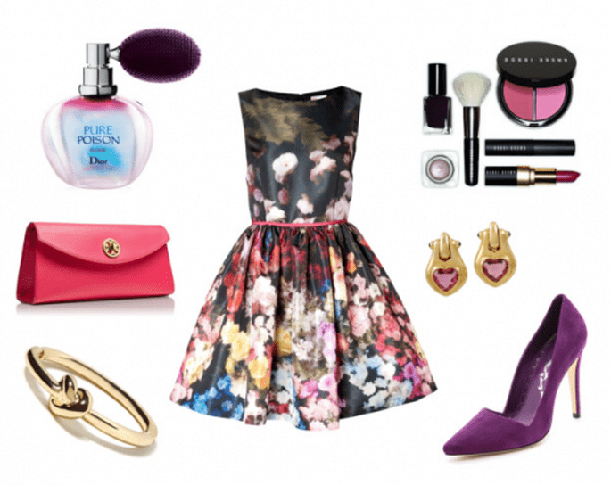 Look de fiesta con inspiración floral: Fotos: vestido de Valentino, zapatos de Alice + Olivia, maquillaje de Bobbi Brown, clutch de Tory Burch, aretes de Bylgari y perfume de Dior