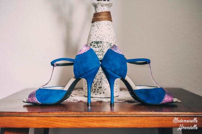 Salomés bleues de mariages - Cély Chaussures