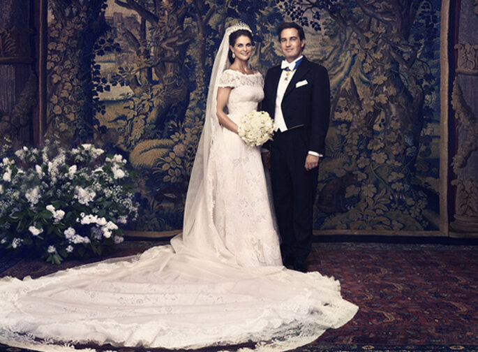 Madeleine de Suède brillait dans sa robe de mariée Valentino. Photo: Ewa-Marie Rundquist. Casa Real Suecia