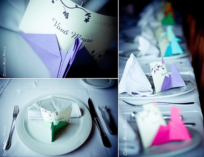 Origami a modo de decoración. Foto: Camilla Mello