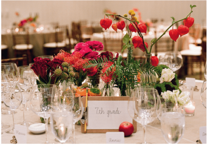 Los centros de mesa con flores más elegantes para una boda en 2014 - Foto Meg Smith