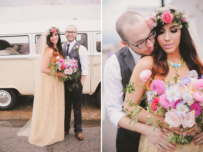 Real Wedding: Un festival de color inspirado en los años 70 - Foto June Bug Company