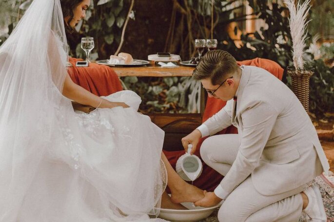 Ritual casamento lava pés em casamento evangélico