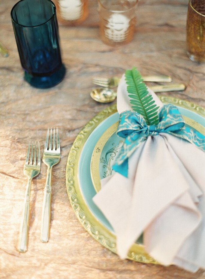 Blaue und Grüne Farben auf Ihrem Hochzeitstisch - Foto Kurt Boomer