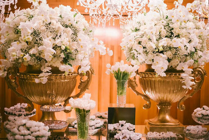 Decoração de casamento com orquídeas brancas