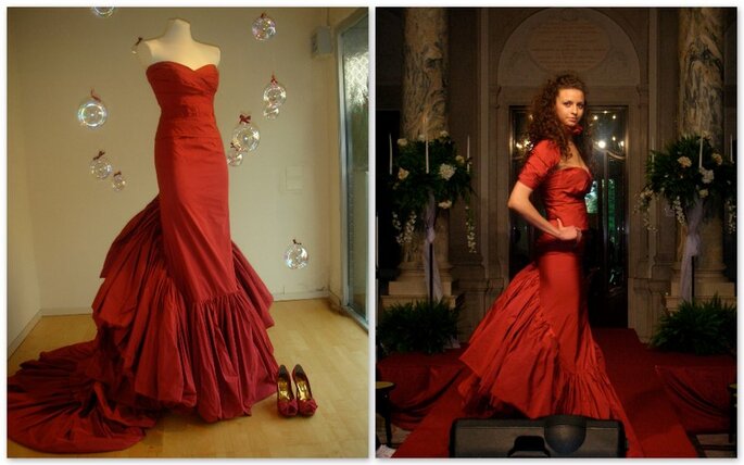 Vestido novia rojo de Lelia