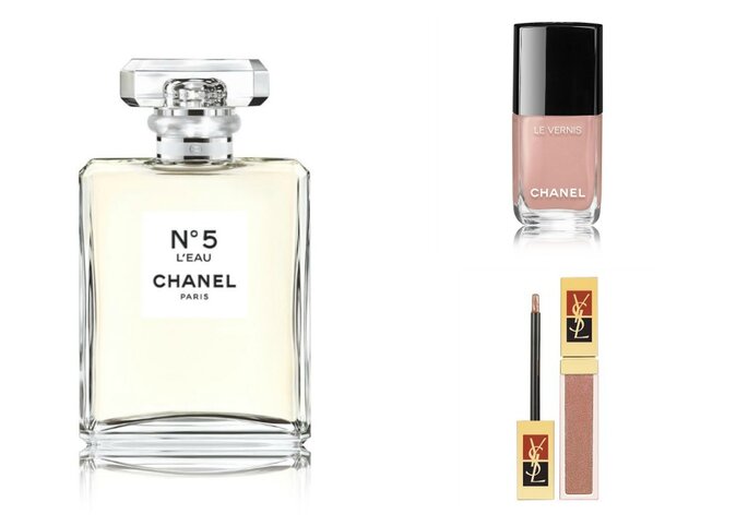 Perfume y esmalte de uñas: Chanel, Gloss: Yves Saint Laurent.