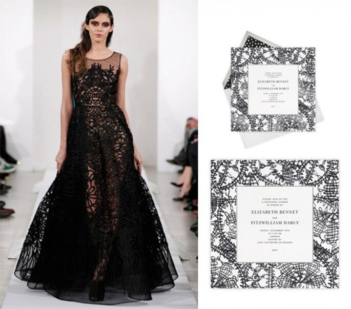 Elegante invitación con detalles en color negro - Foto Oscar de la Renta, Paperless Post
