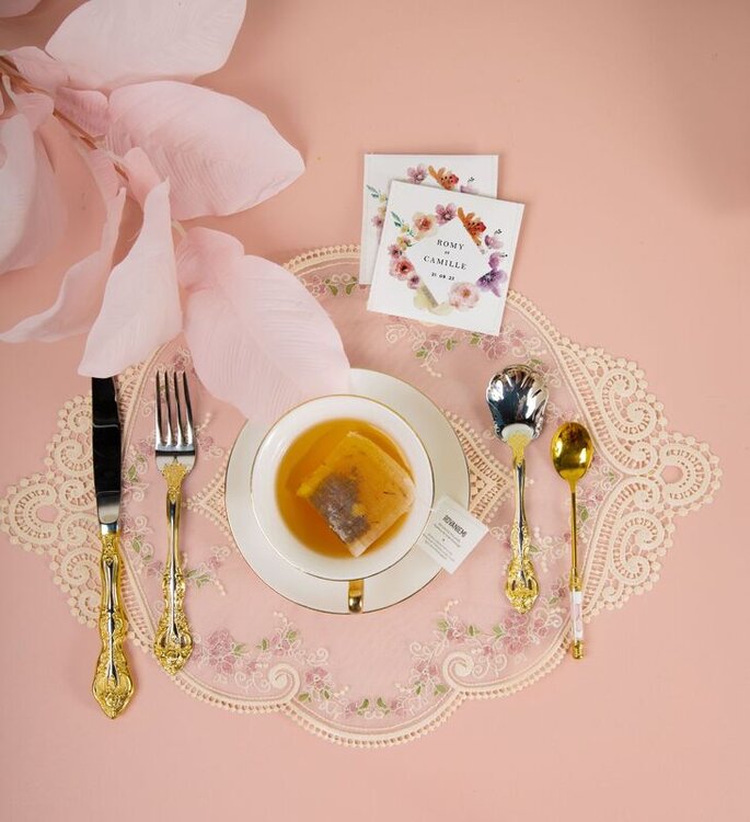 Sachets de thé personnalisés pout offrir aux invités d'un mariage