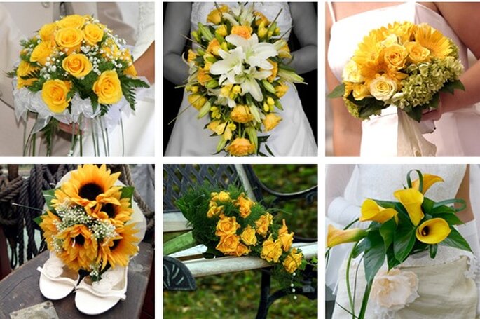 Llama la atención en la boda con un ramo de novia amarillo