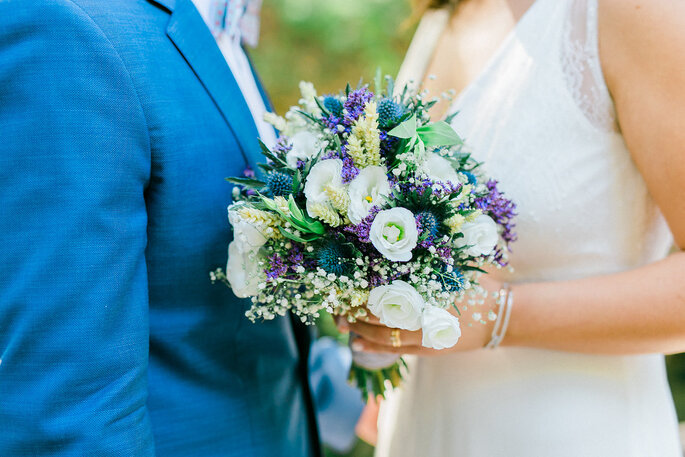 corpos de noivos bouquet de noiva tons de azuis 