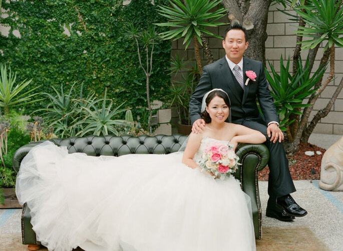 Charming wedding in a flowery garden in Los Angeles, California. Photo: Esther Sun