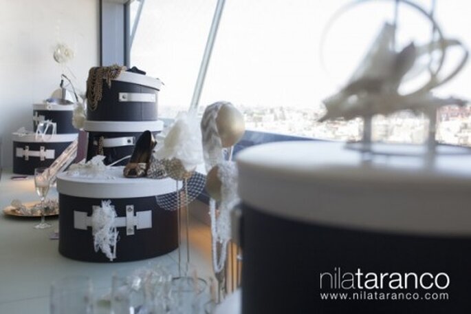 Tocados, sombreros y diademas hechas para novia con la técnica de alta costura - Foto Nila Taranco