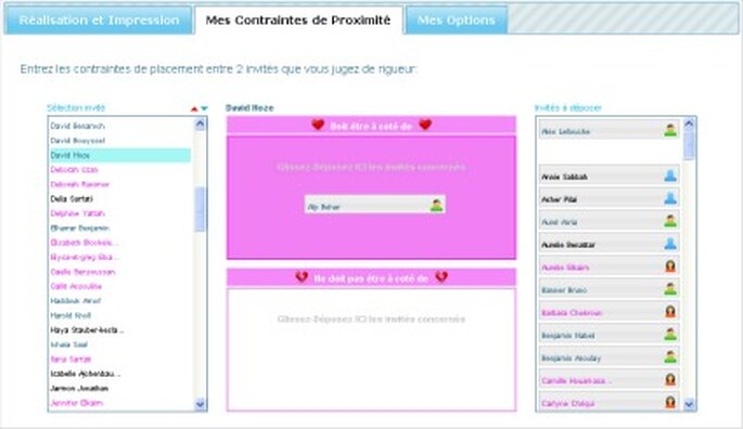 Placement des invités en fonction des affinités - Place Your Guests