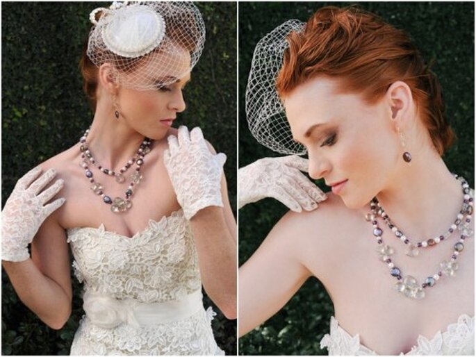 Collar con cuentas en colores cálidos y elegantes para novia - Foto Rosefire Jewelry