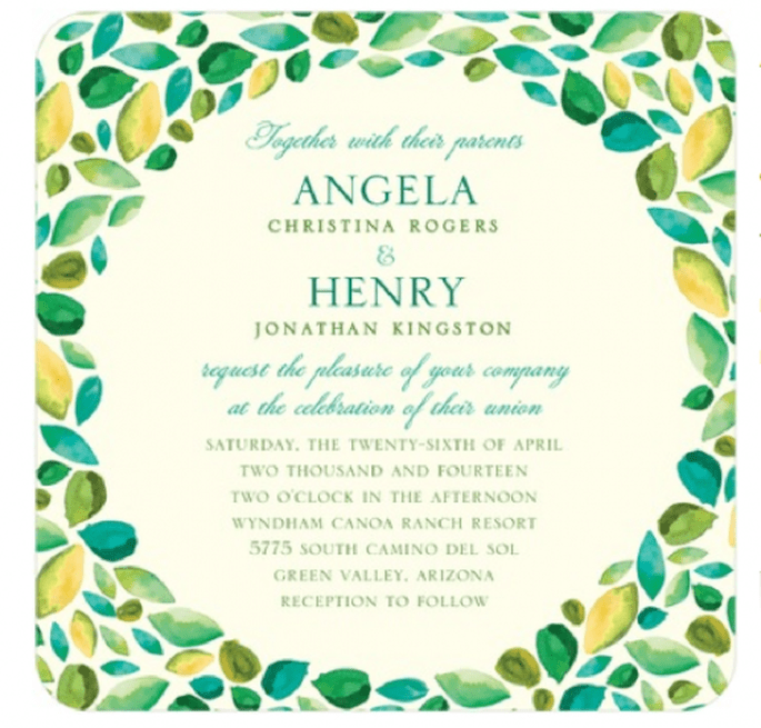 Usa colores y diseños de temporada para que tus invitaciones luzcan aún mejor - Foto Wedding Paper Divas