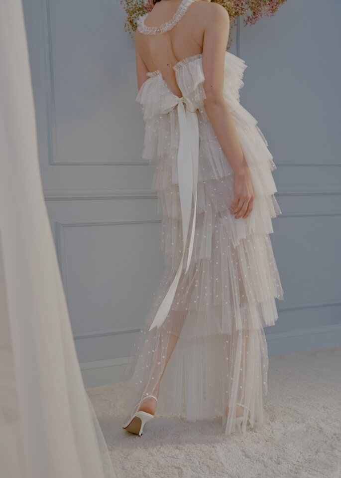 vestido de novia drapeado angela pedregal