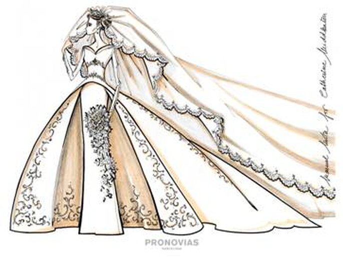 Propuesta 2 para Kate Middleton, diseñado por Manuel Mota para Pronovias
