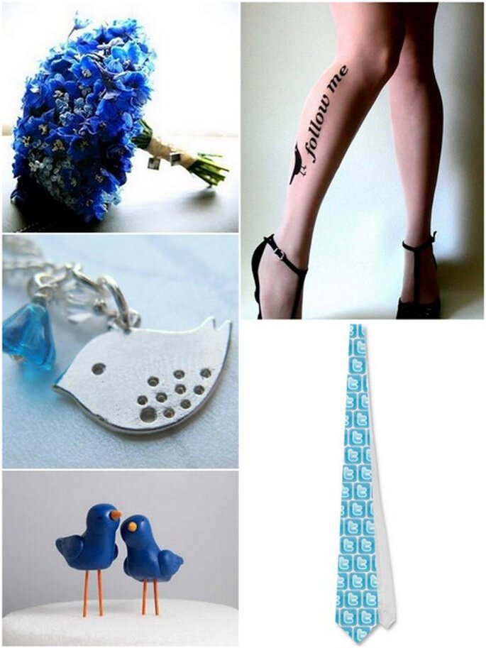 Accesorios para la boda: medias de tatuaje y collar de Etsy.com y corbata de Zazzle.com