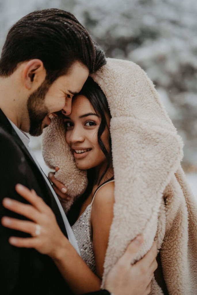 Brautpaar Hochzeit im Schnee