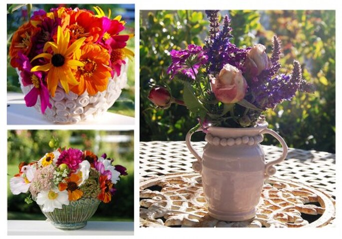Flores primaverales y elegantes en macetas originales - Foto: hello julie