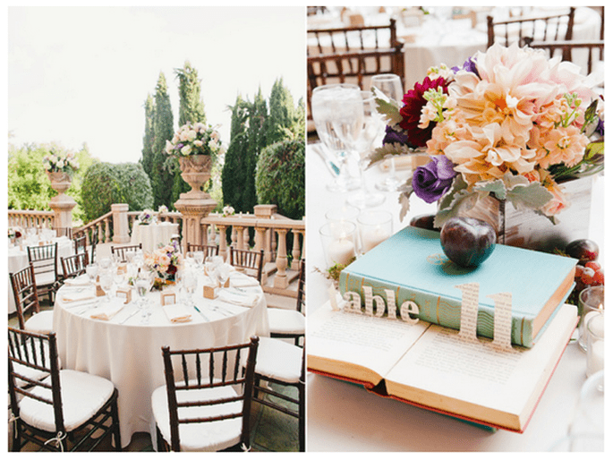 Libros en la decoración de tu boda - Foto Christine Farah