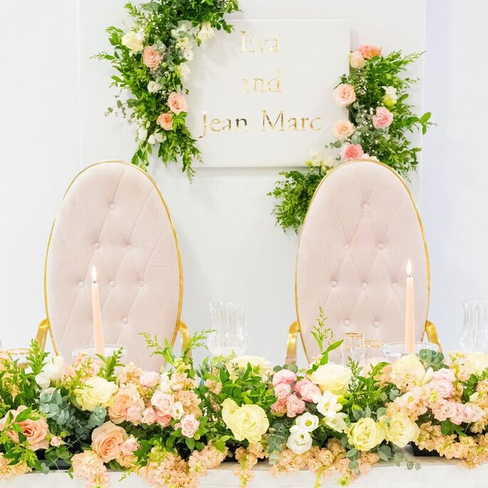 décoration florale pastel table des mariés