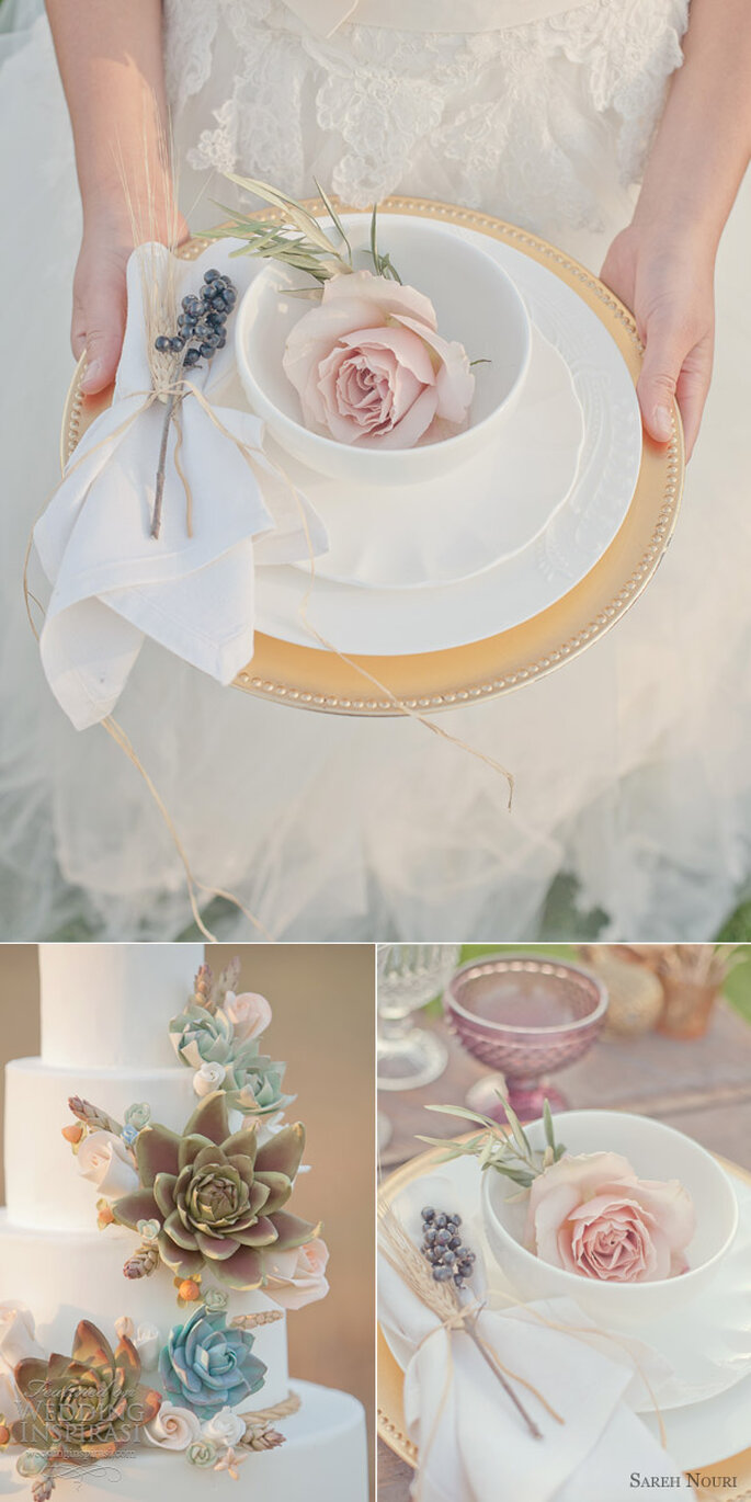 Detalles de boda en color rosa pastel - Foto Millie B Photography